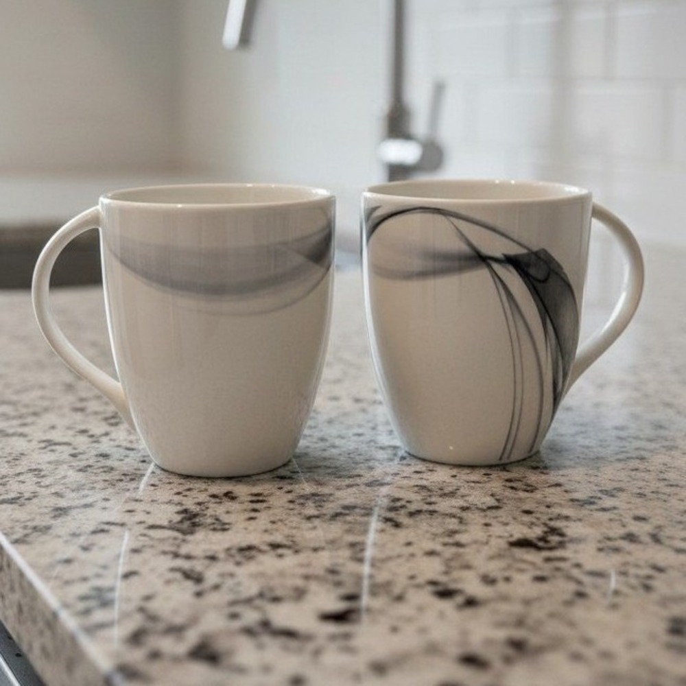 Mikasa Kya Smoke Coffee Cups, Set of 2,‎ Modern Stoneware Replacement Drinkware